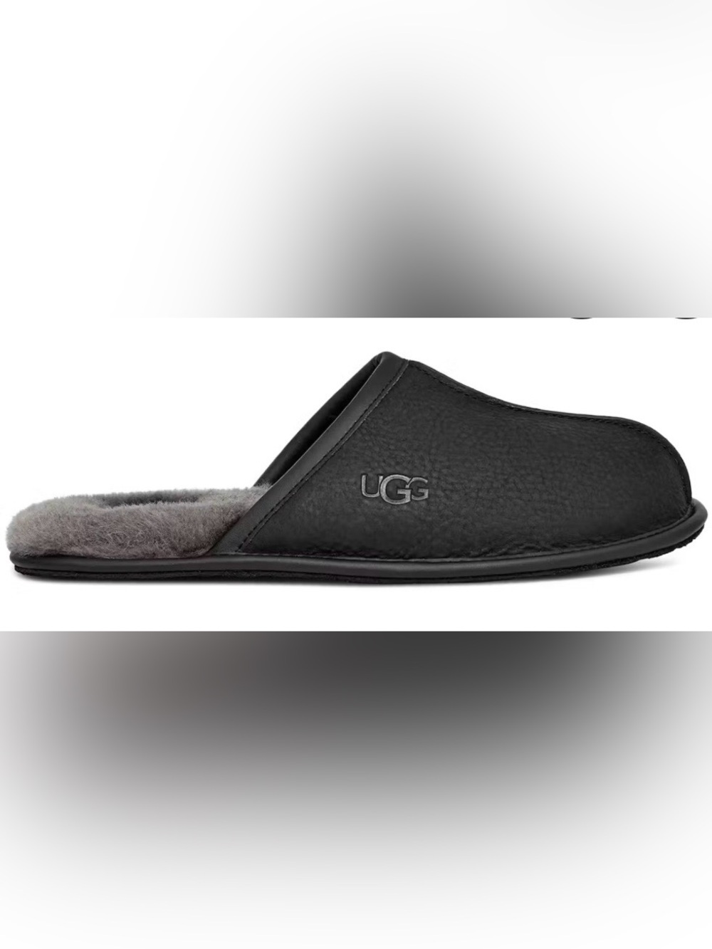 UGG Men's Black Leather Slide Slippers